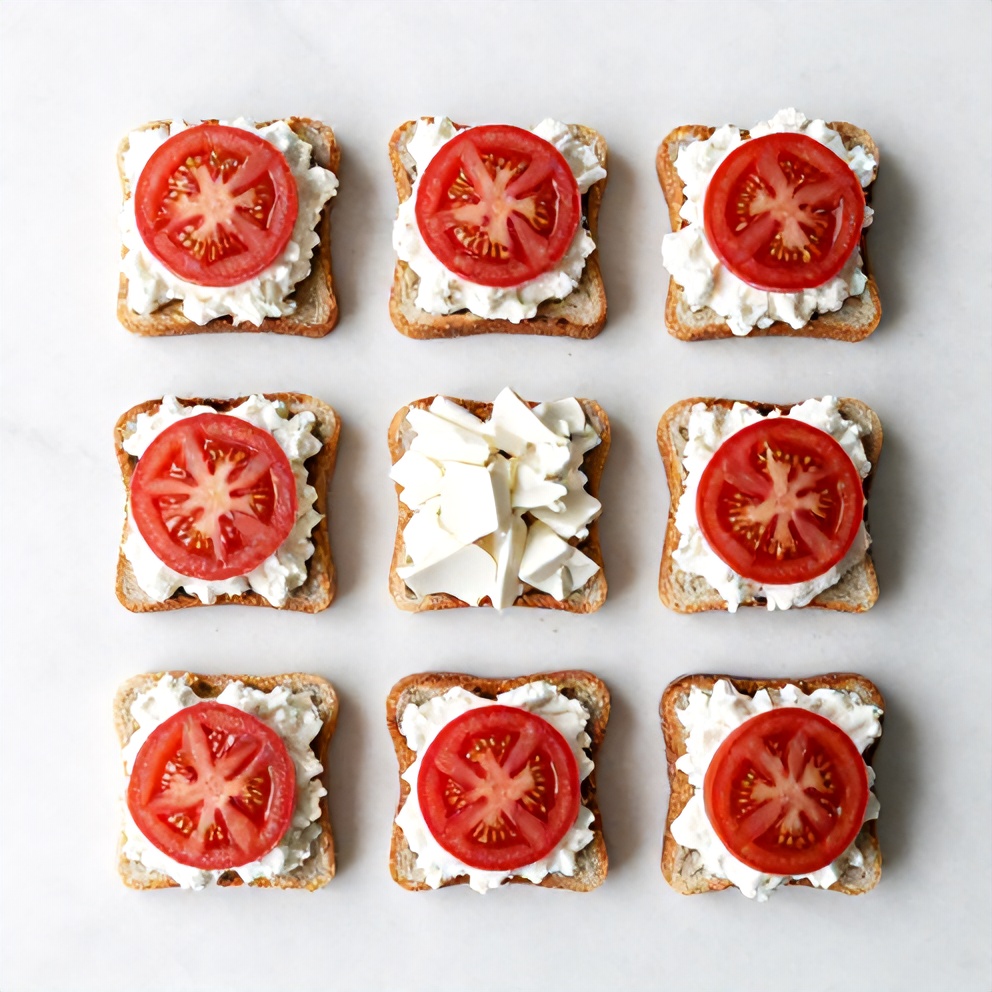 Raw ingredients for tomato cottage cheese toast