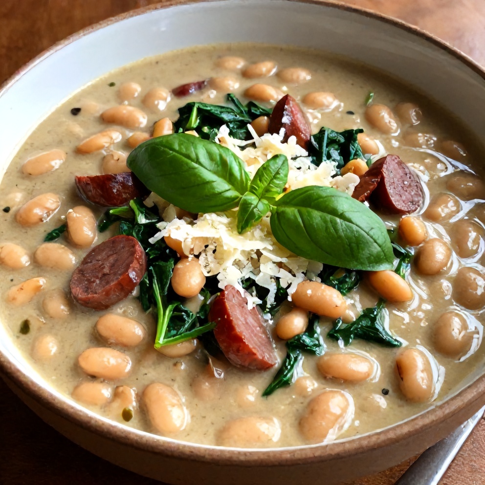 Bowl of Creamy Tuscan White Bean Soup