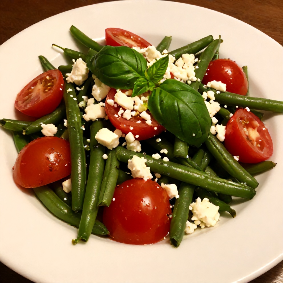 Plated Fresh Green Bean and Tomato Salad