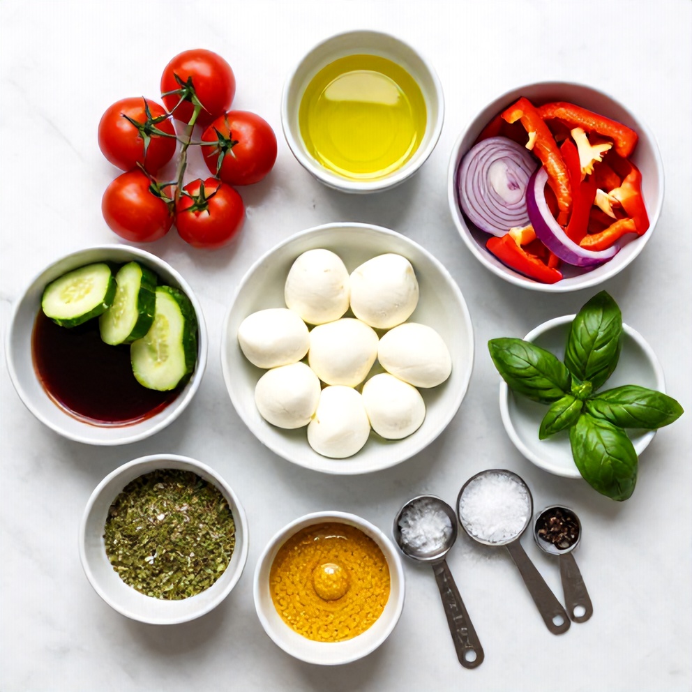 Raw ingredients for Fresh Italian Pasta Salad