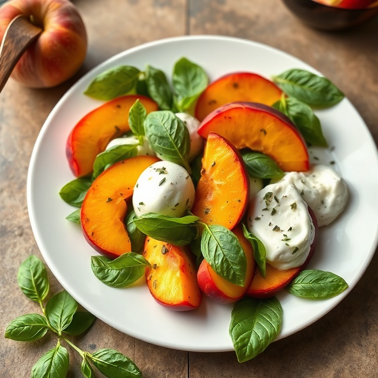 Fresh Peach Burrata Salad