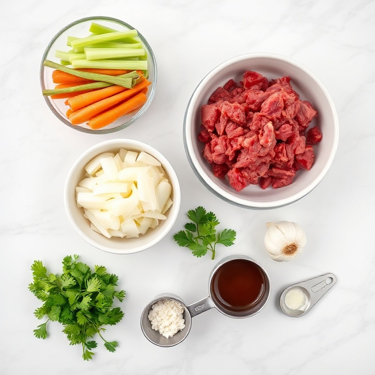 Ingredients for Hearty Vegetable Beef Soup