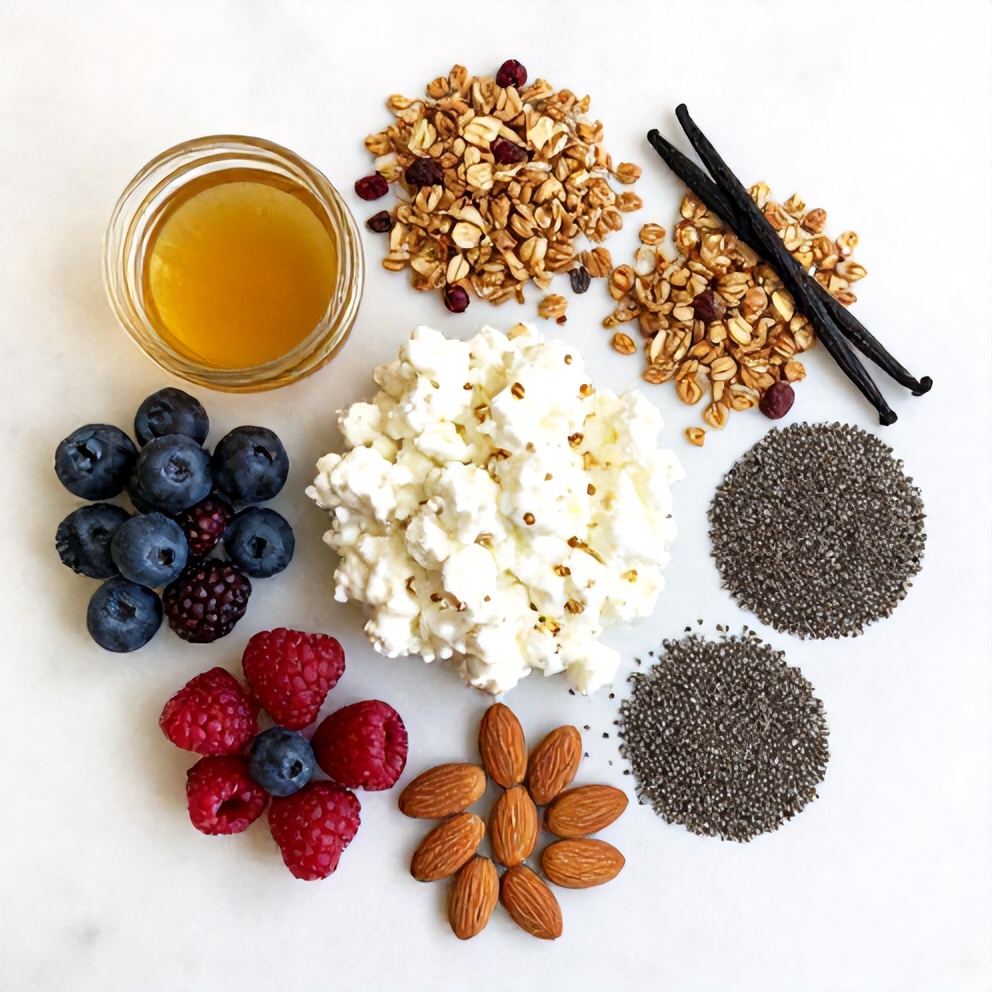 Raw Ingredients for Berry Cottage Cheese Bowl