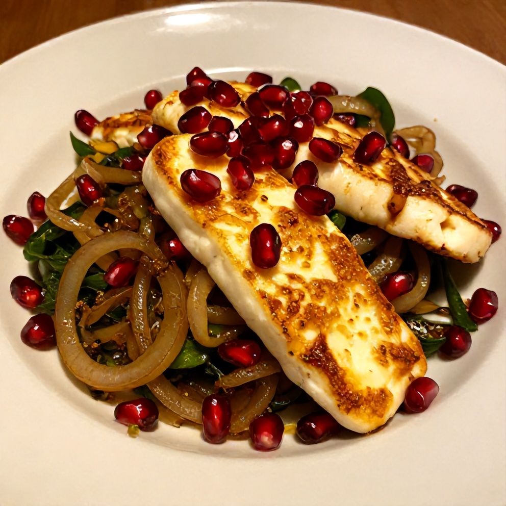 Honey Halloumi Salad with Sumac Onions