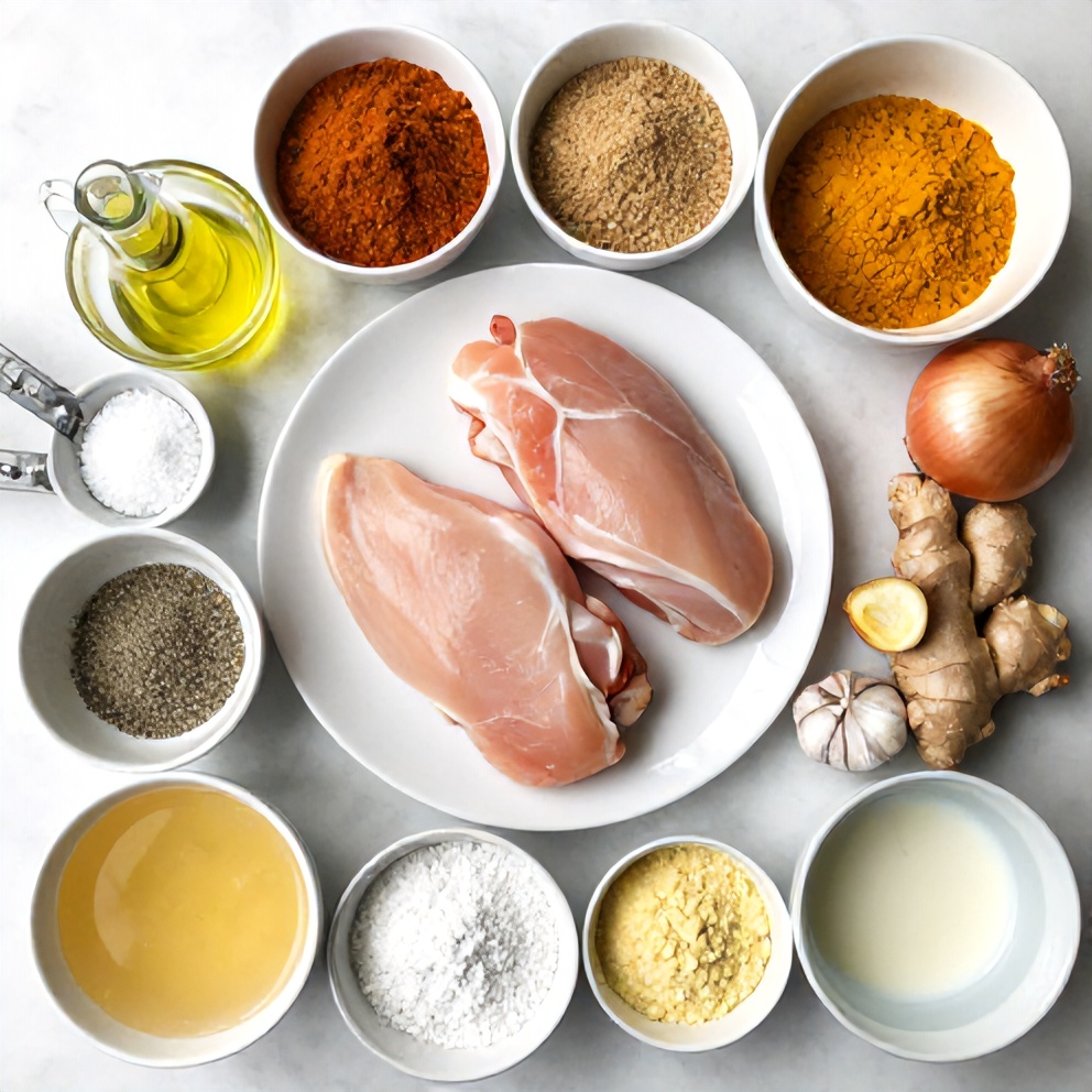 Raw Ingredients for Jamaican Curry Chicken