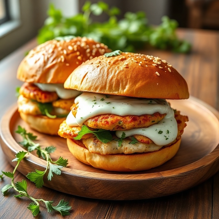 Juicy Greek Chicken Burgers