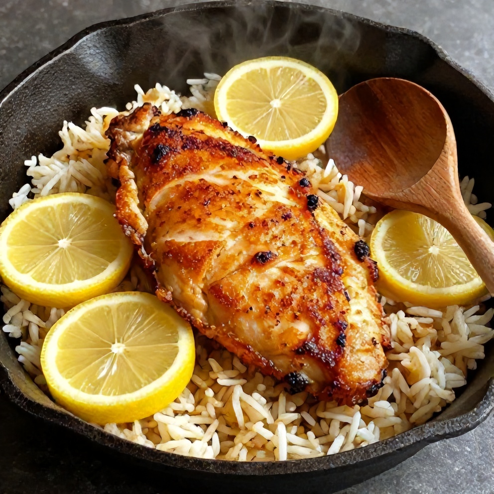 one-pan lemon chicken and rice