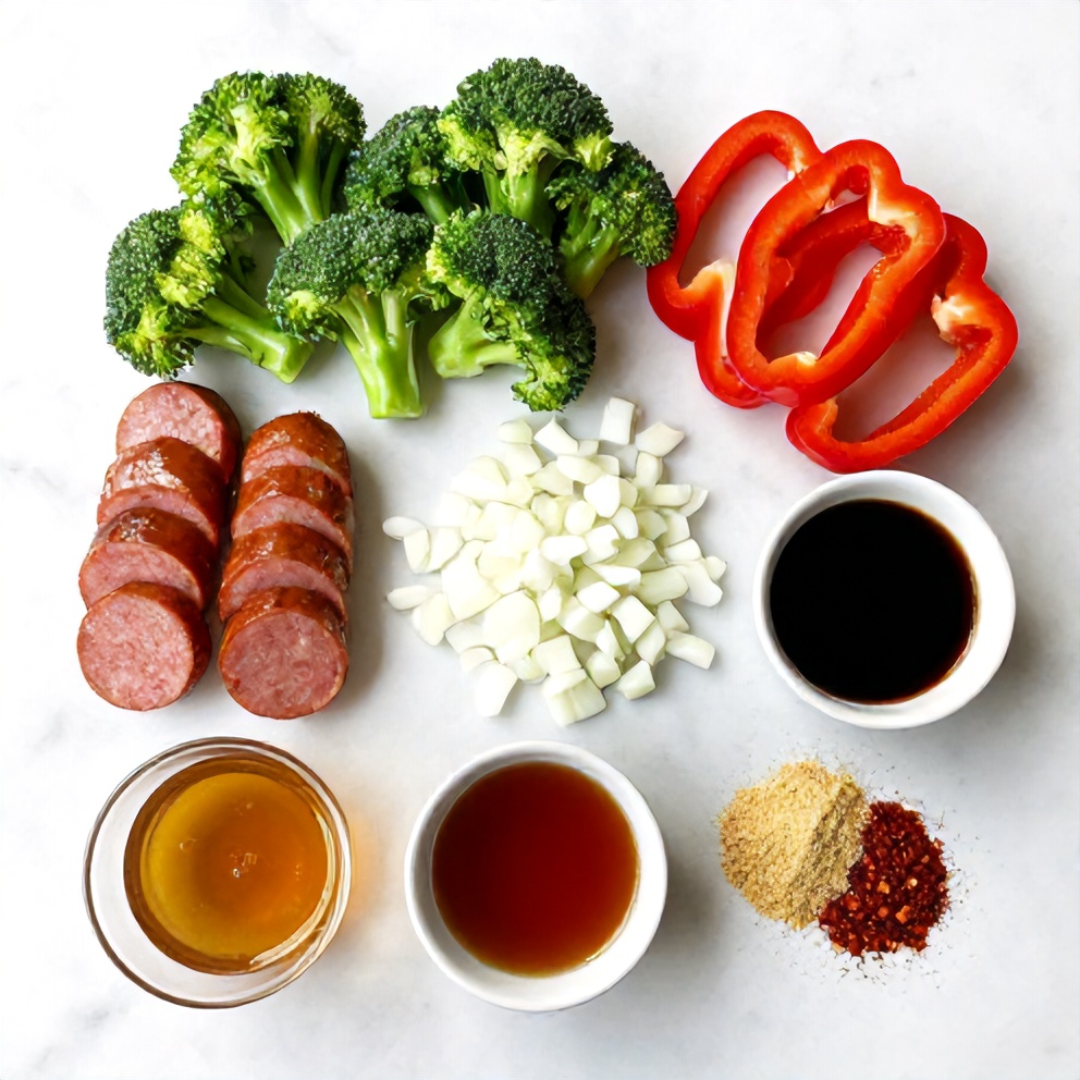 Honey Garlic Kielbasa and Veggies Ingredients