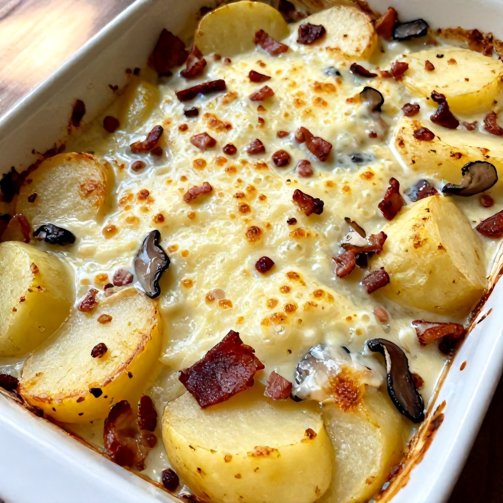 Pancetta Porcini Potato Gratin
