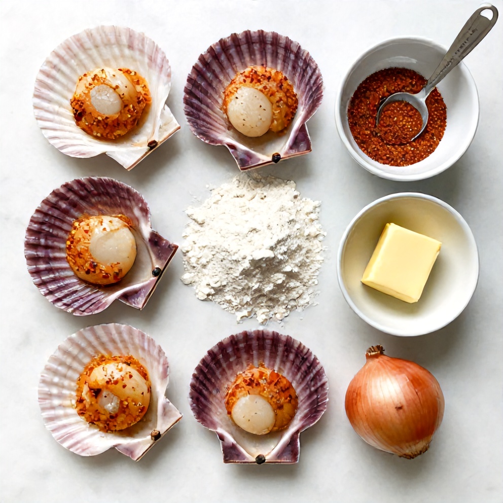 Raw Ingredients for Quick Cajun Scallops