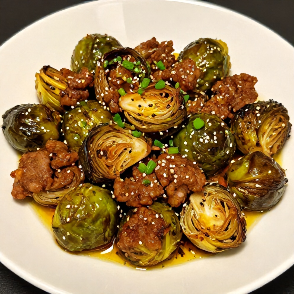 Spicy Pork Brussels Sprouts Bowls