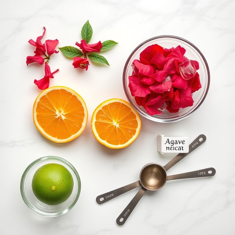 Ingredients for Refreshing Hibiscus Citrus Mocktail