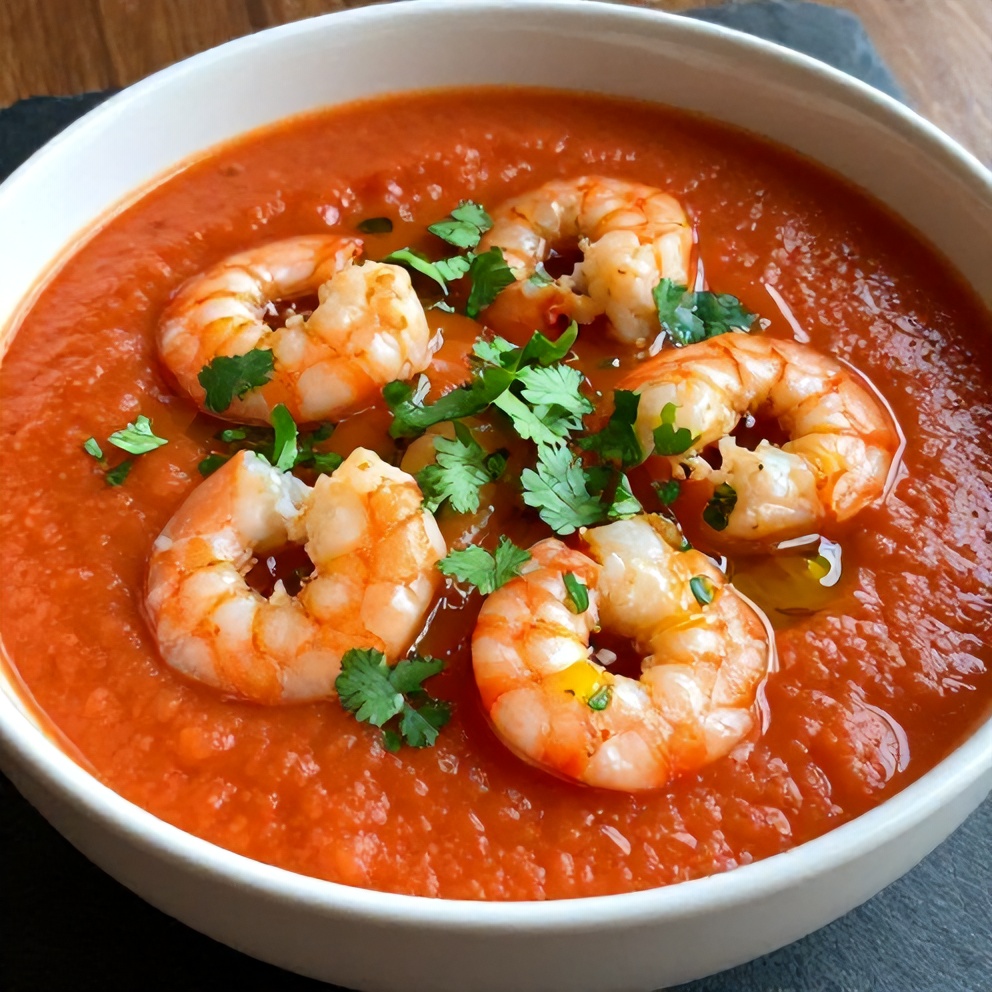 Refreshing Summer Gazpacho with Shrimp