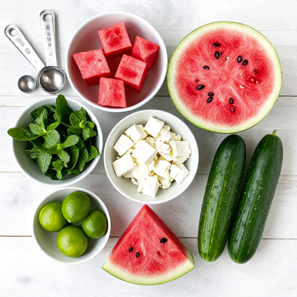 Ingredients for Watermelon Cucumber Salad