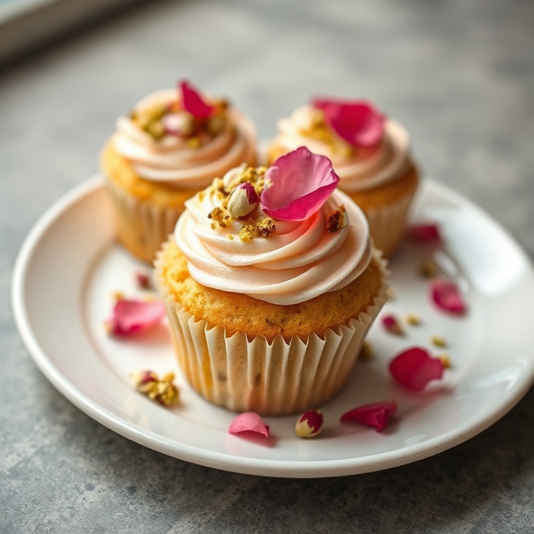 Rose and Pistachio Cupcakes