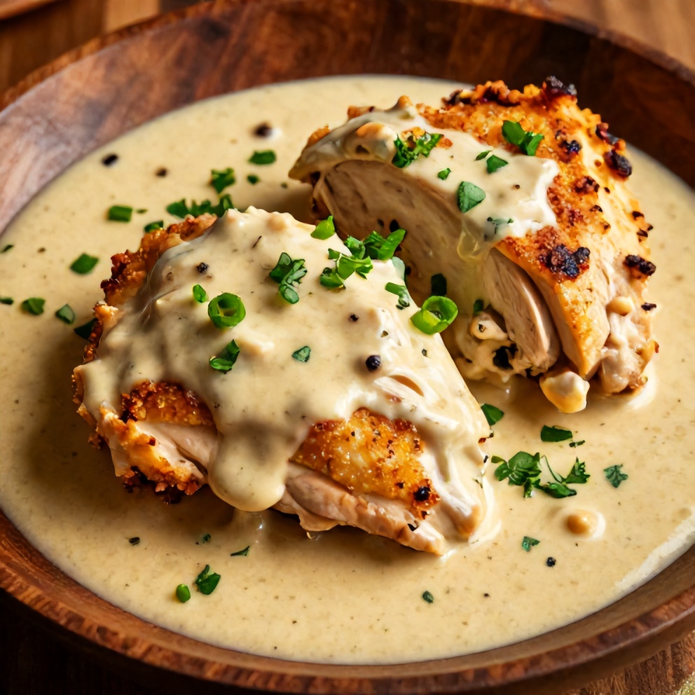 Plated Slow Cooker Cajun Butter Chicken with Creamy Sauce