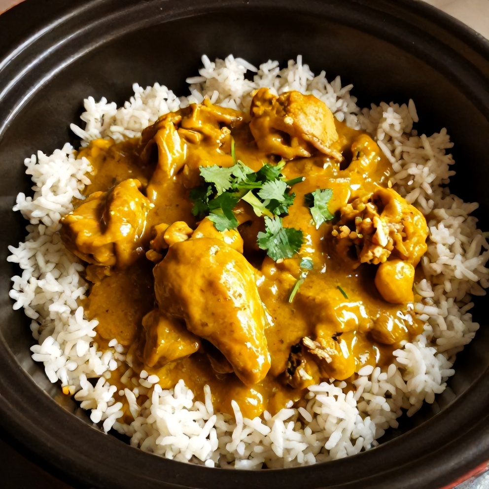 Plated Slow Cooker Chicken Curry with Coconut Milk