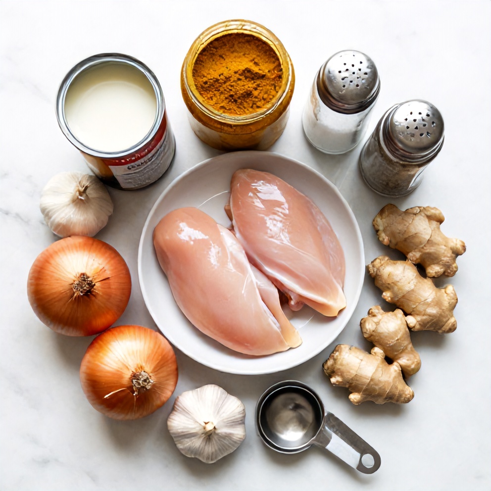 Raw Ingredients for Slow Cooker Chicken Curry