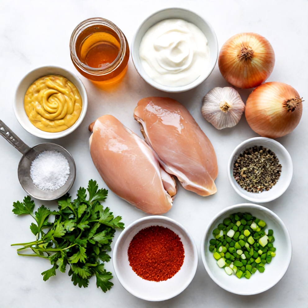 Raw ingredients for Slow Cooker Honey Mustard Chicken