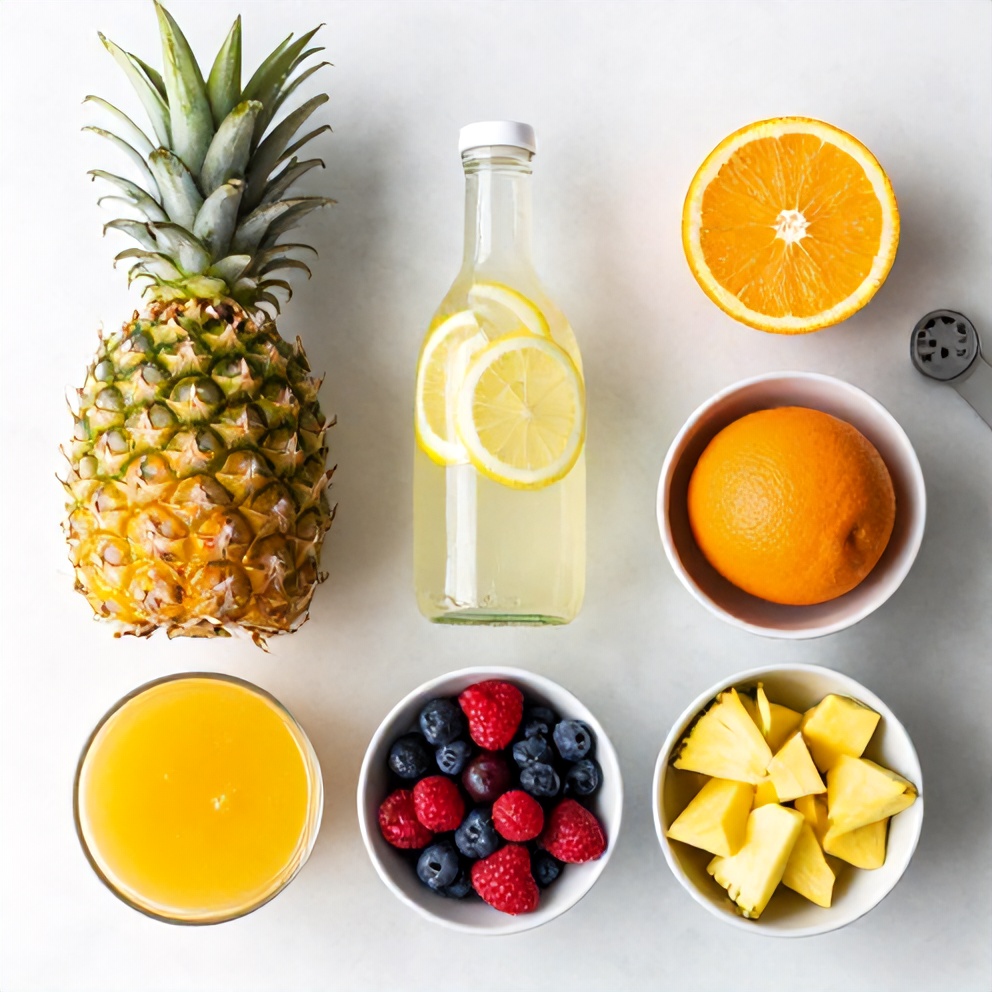 Raw ingredients for sparkling fruit punch