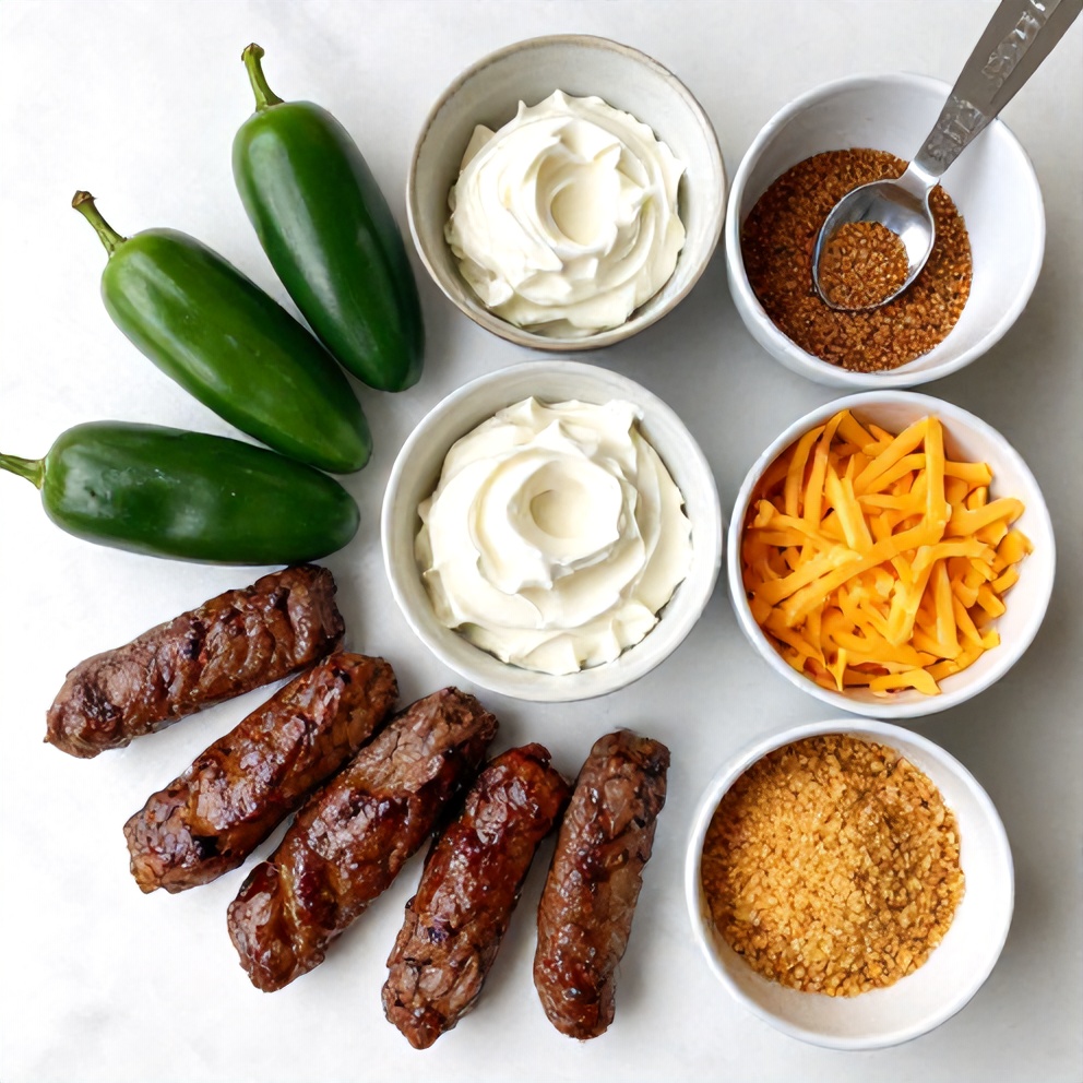 Raw ingredients for Spicy Deer Tenderloin Jalapeño Poppers