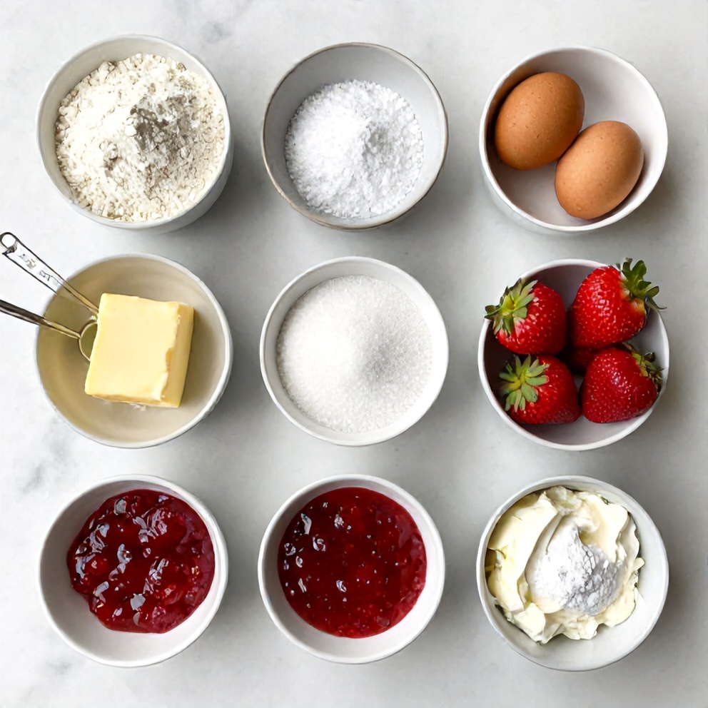 Raw ingredients for Strawberry Cheesecake Cookies