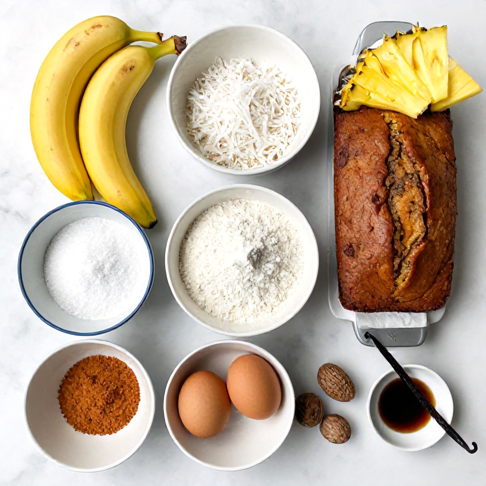 Raw ingredients for Tropical Hawaiian Banana Bread