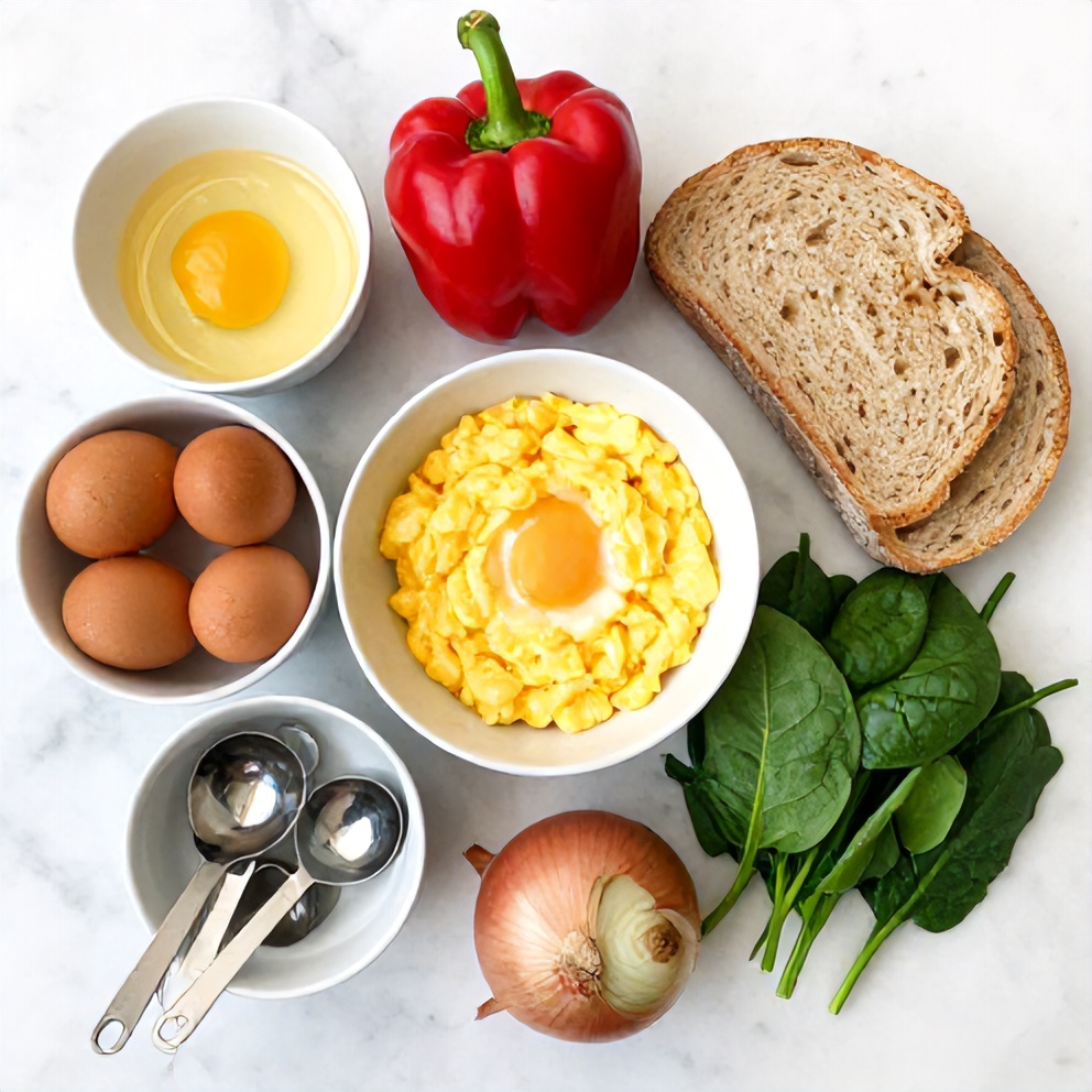 Raw Ingredients for Veggie Scrambled Eggs