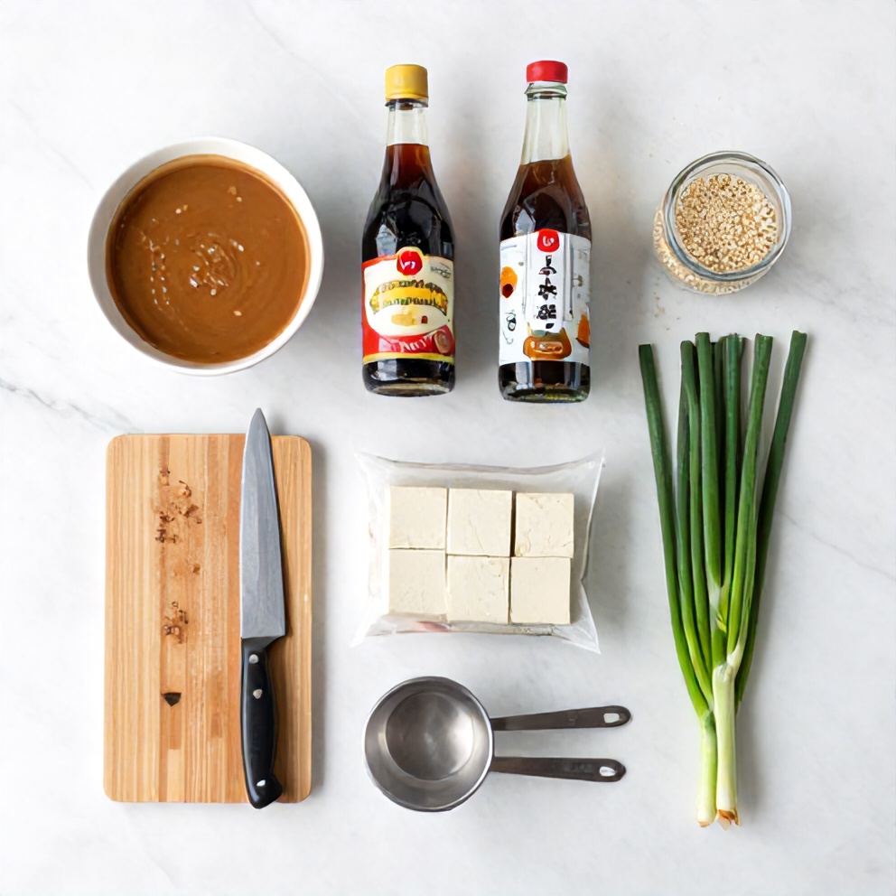 Ingredients for Miso Recipes laid out on a white marble surface