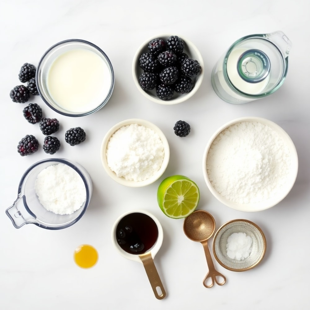 Raw ingredients for Blackberry Coconut Pink Drink