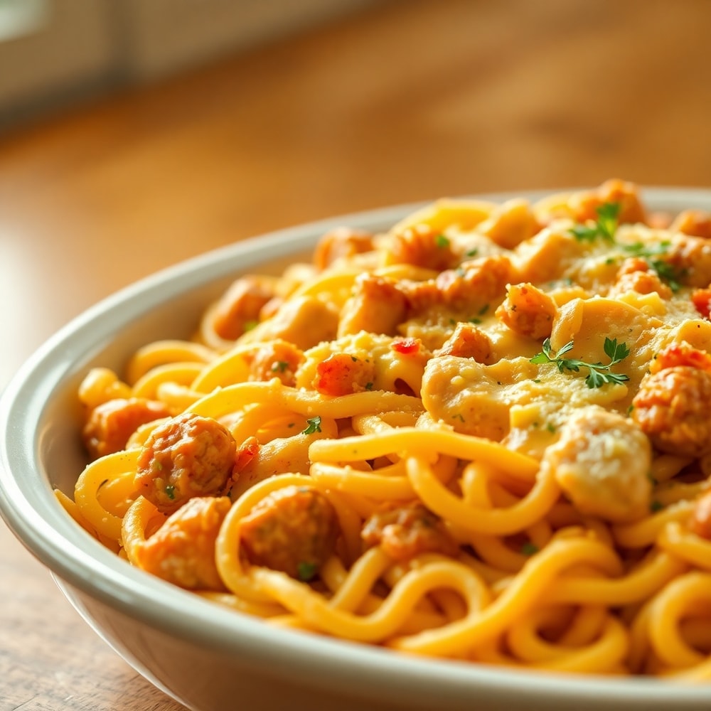 Cheesy Chicken and Sausage Pasta