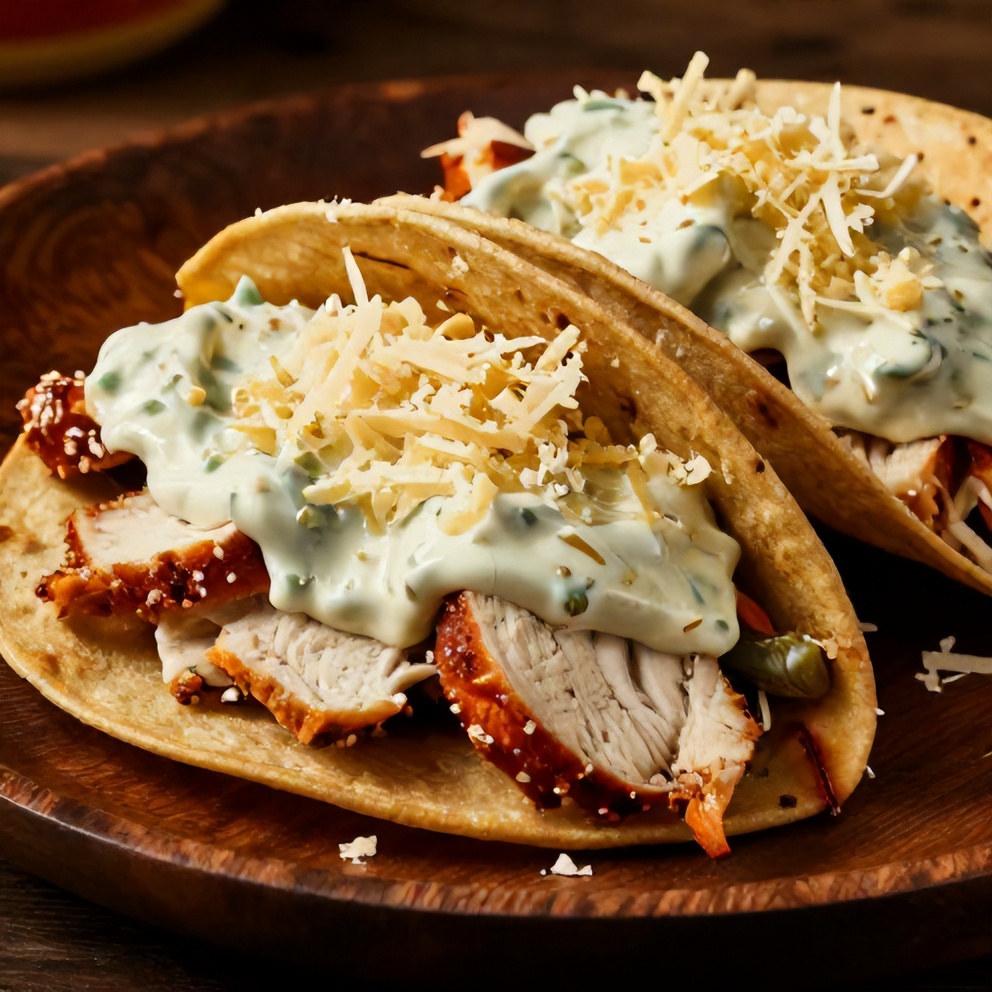 Plated Chicken Caesar Smash Tacos