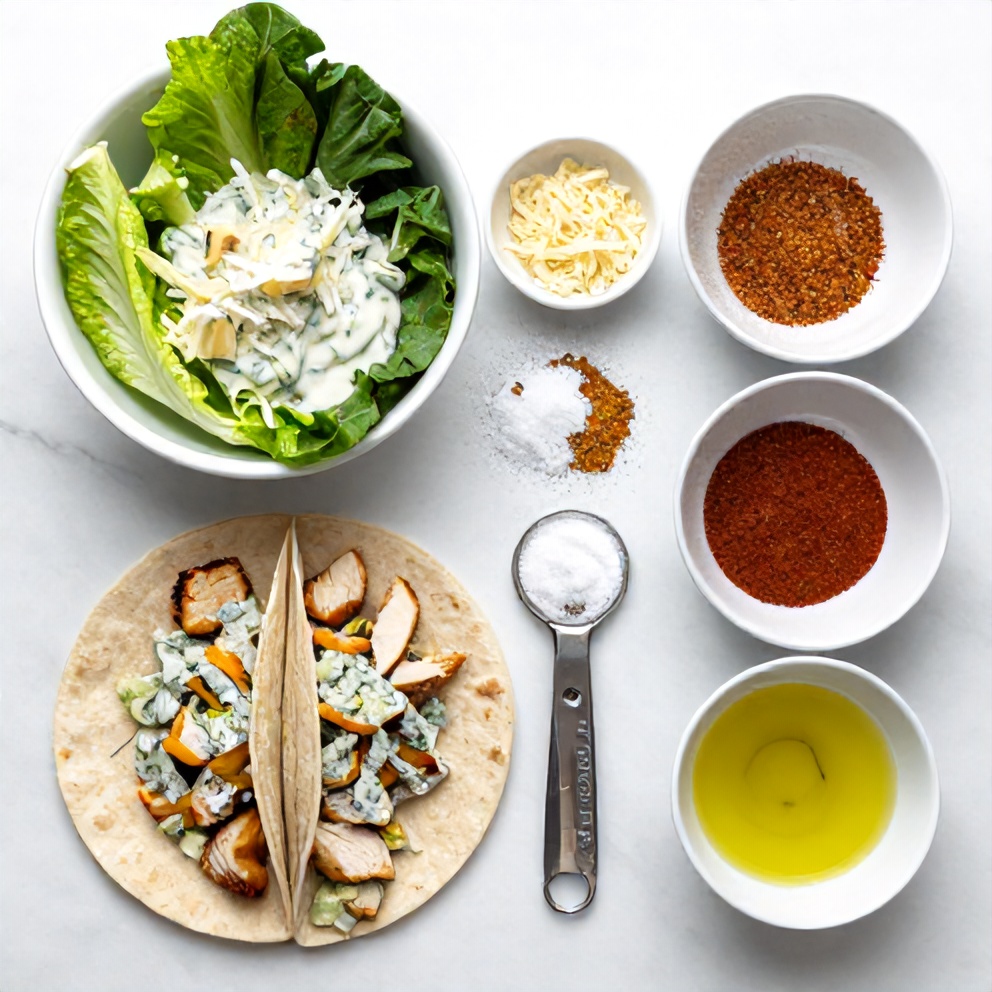 Raw Ingredients for Chicken Caesar Smash Tacos
