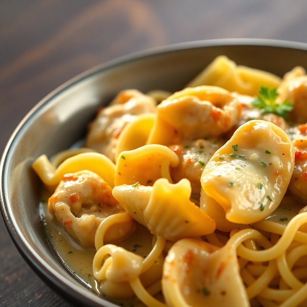 Mozzarella Garlic Butter Chicken Bowties