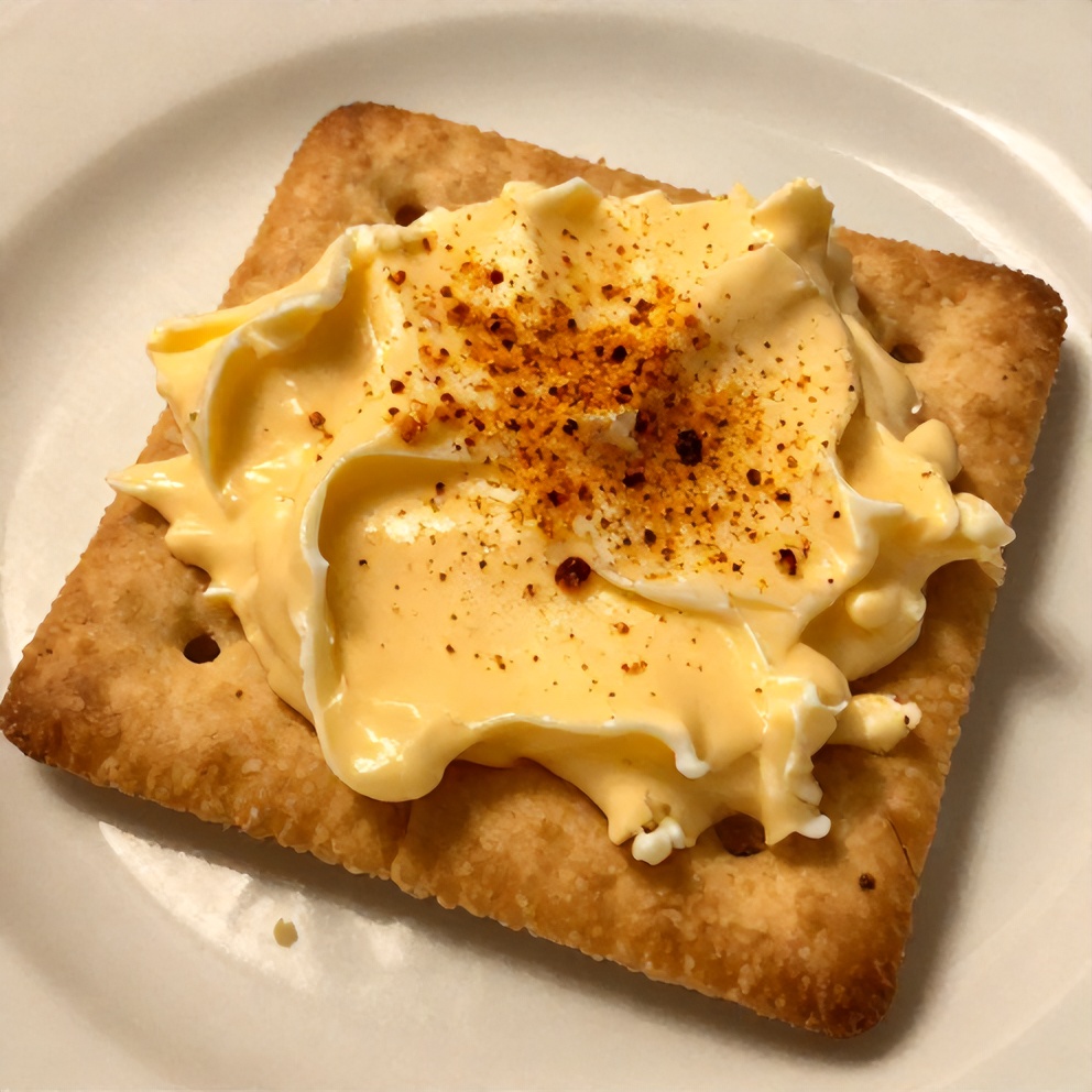 Pimento Cheese served on crackers with a sprinkle of paprika