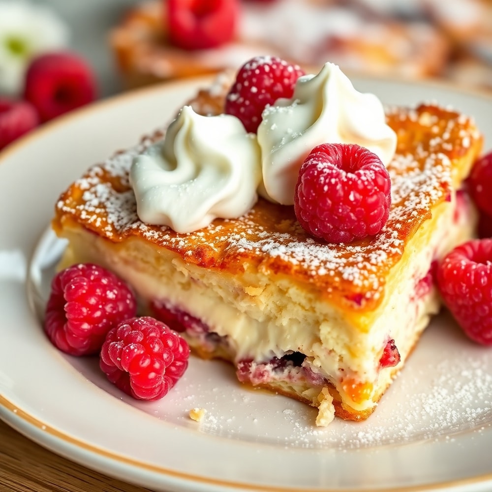 Raspberry Cheesecake French Toast Casserole Final Dish