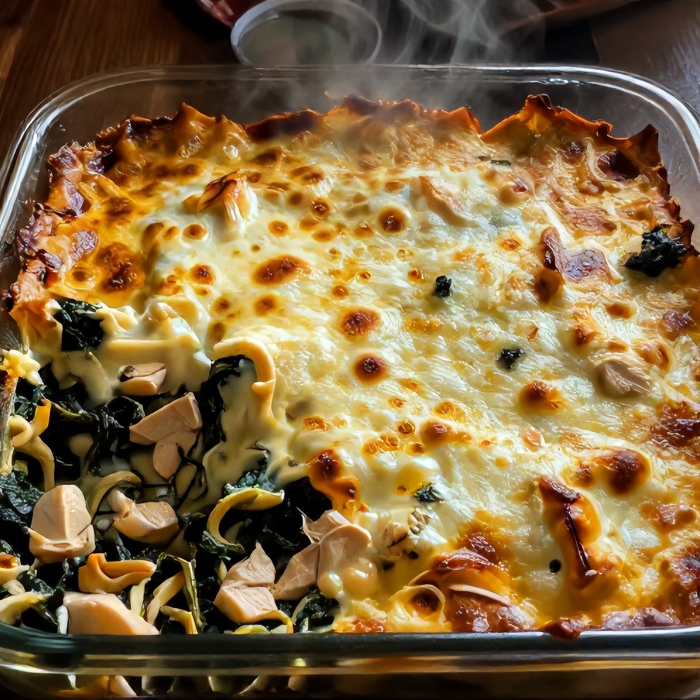 Creamy Chicken Spinach Mushroom Bake