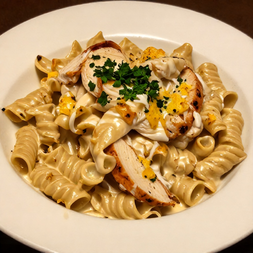 Parmesan Sauce Chicken Rotini on Plate