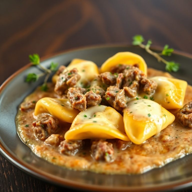 Creamy Garlic Steak Tortellini