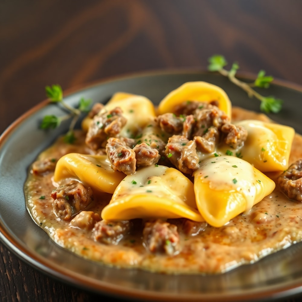 Creamy Garlic Steak Tortellini