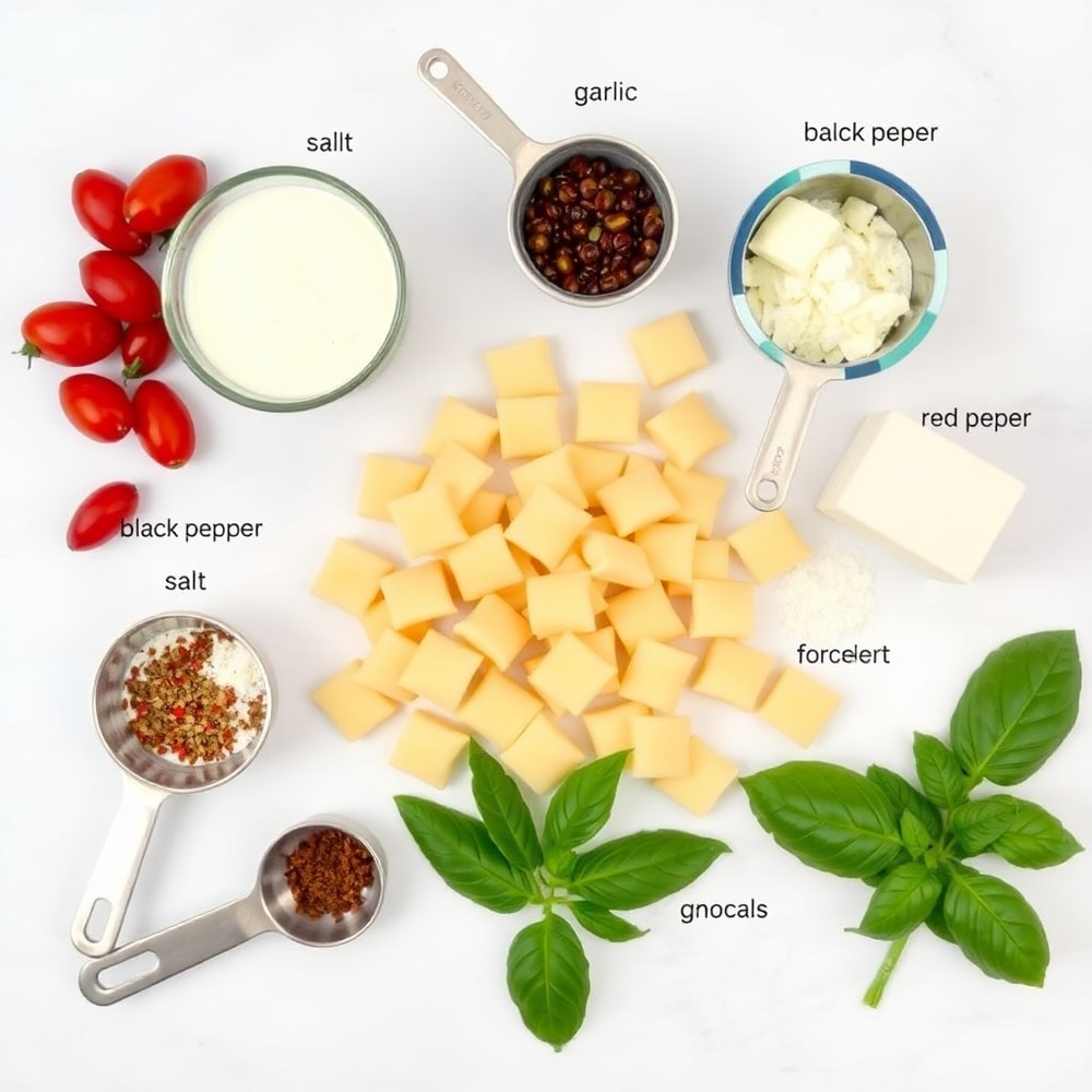 Raw ingredients for Creamy Sundried Tomato Gnocchi