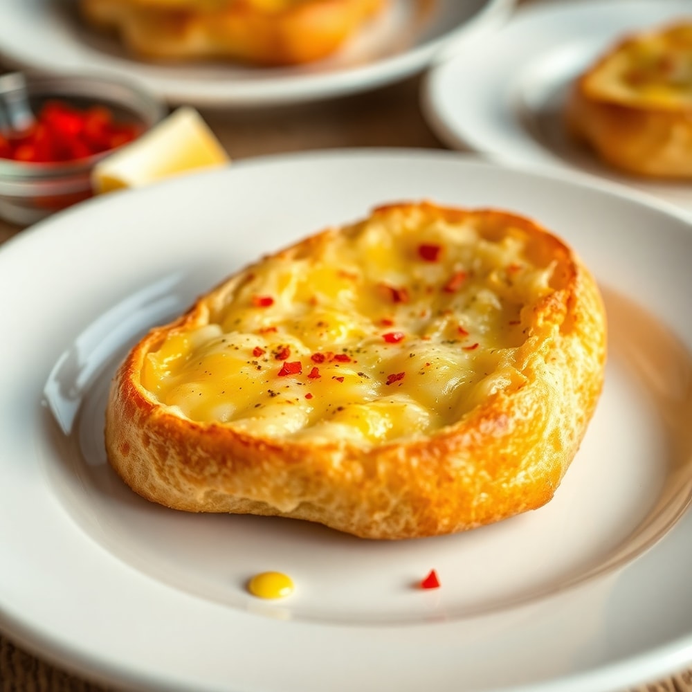 Plated cheese bread with garlic butter
