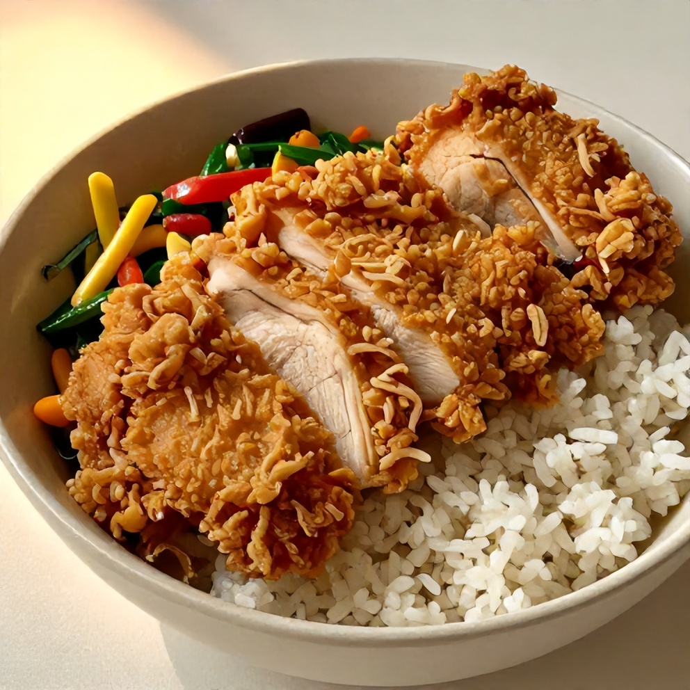 crispy chicken rice bowl