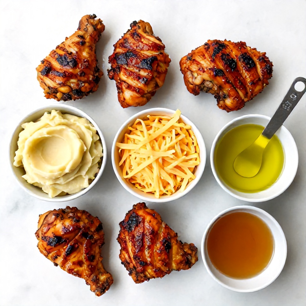 Ingredients for Crispy Chipotle Honey Chicken Thighs with Gouda Mashed Potatoes