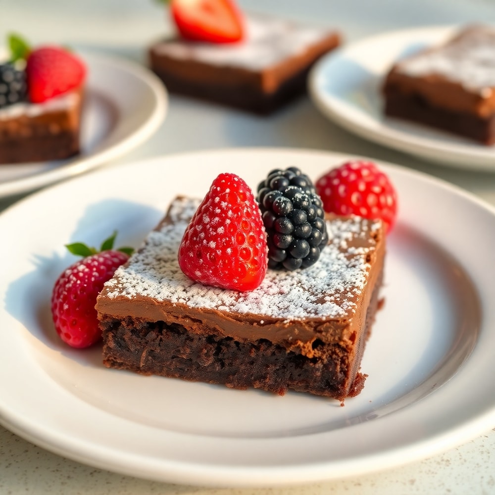 Chocolate Mousse Brownies on a plate