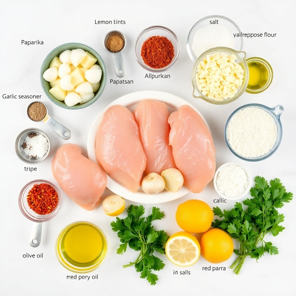 Raw ingredients for Garlic Parmesan Chicken and Potatoes