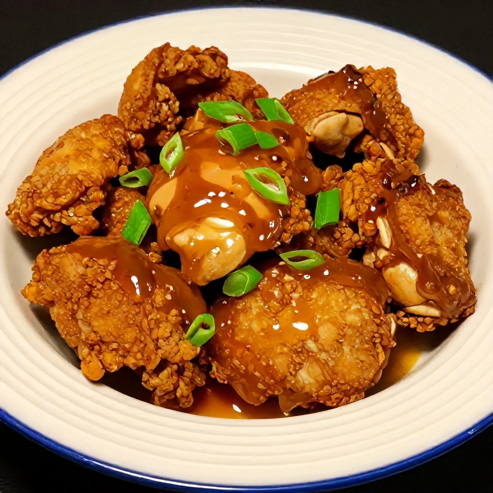 Plated Honey Garlic Chicken with garnish