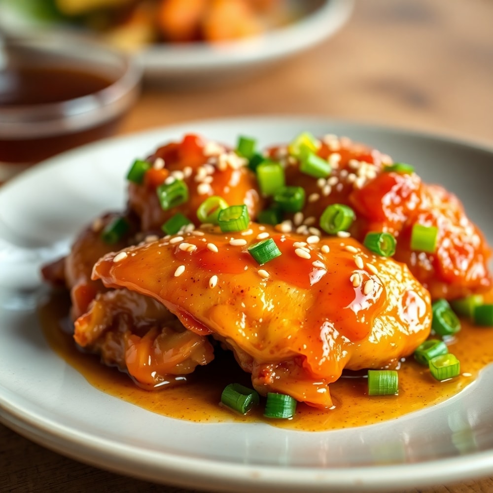 Plated Crispy Honey Garlic Chicken
