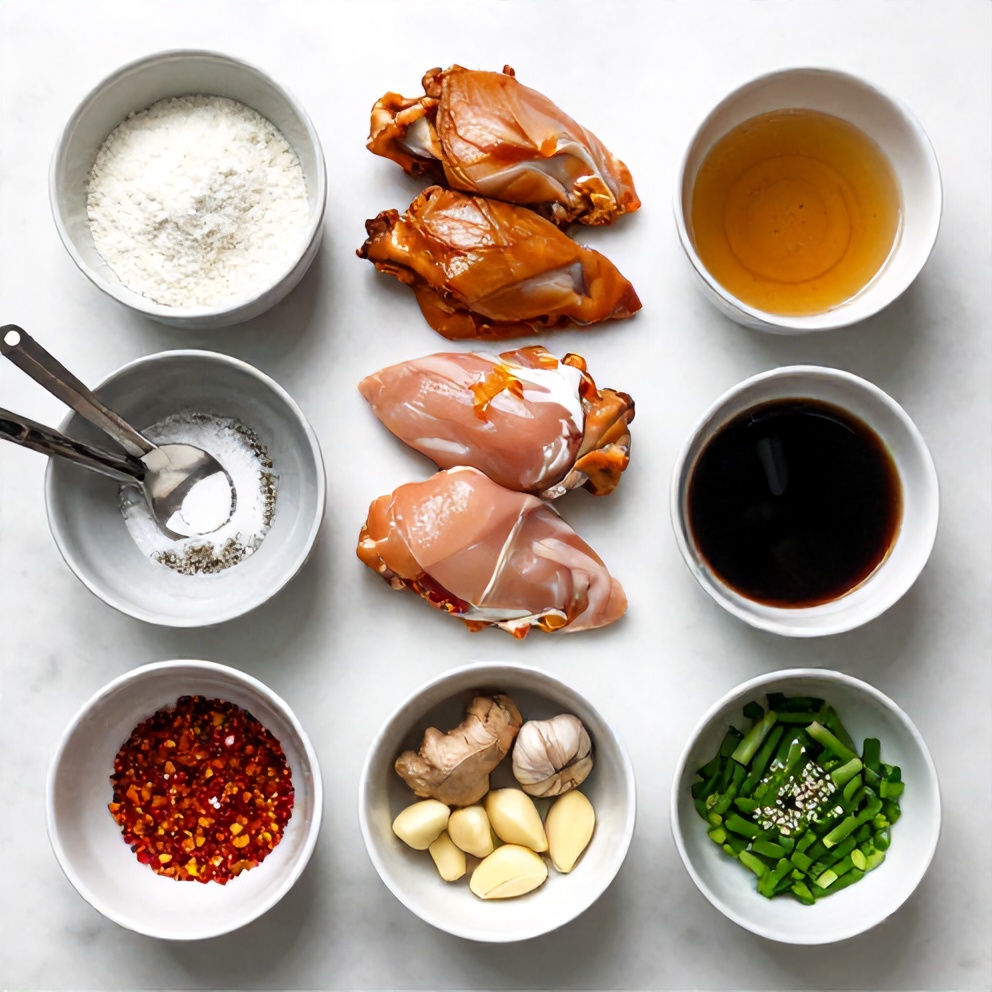 Raw ingredients for Crispy Honey Garlic Chicken