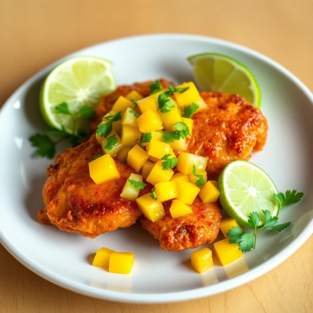 Plated Honey Lime Chicken with Mango Salsa